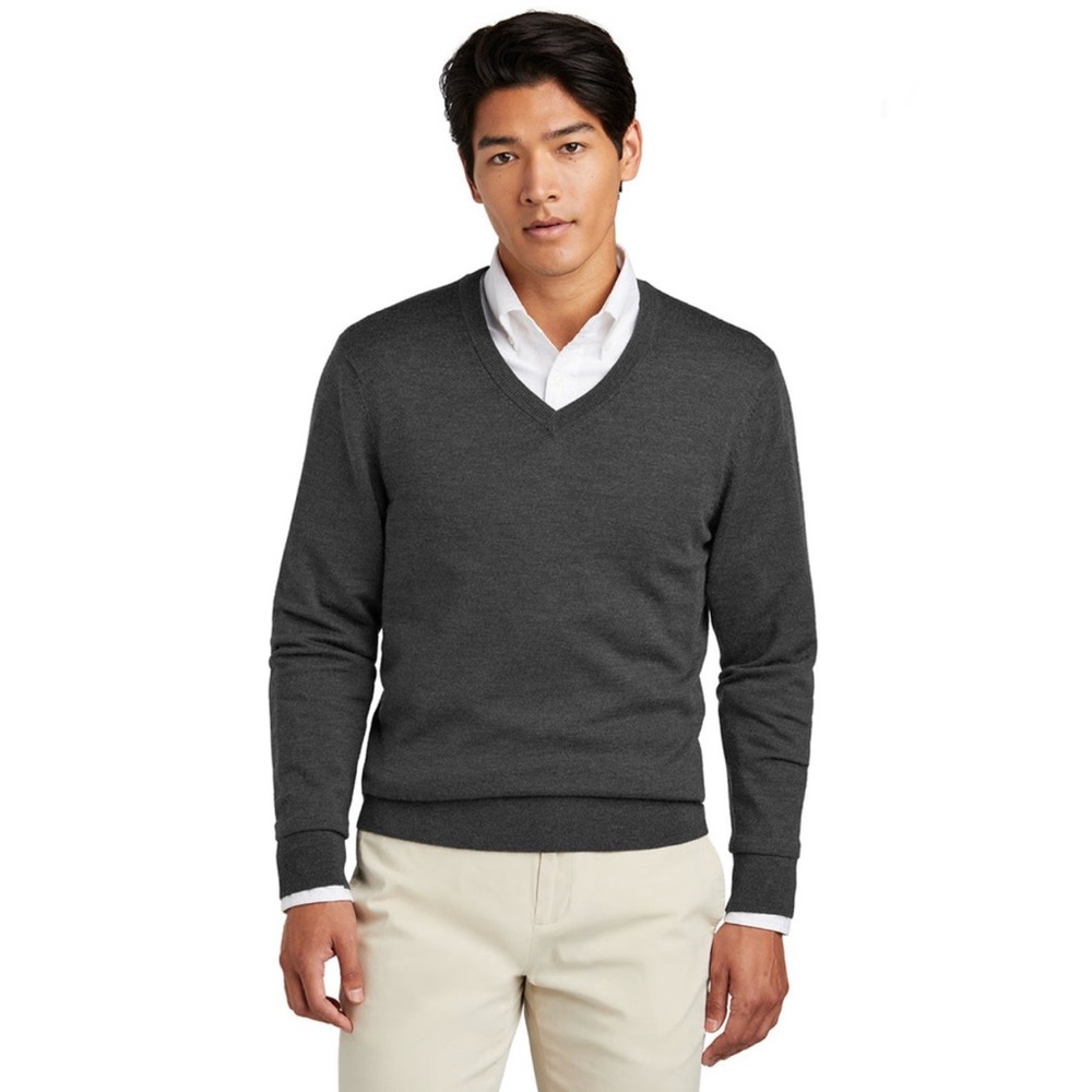 Brooks Brothers Merino Wool Blend V-Neck Sweater XL Charcoal Gray EUC